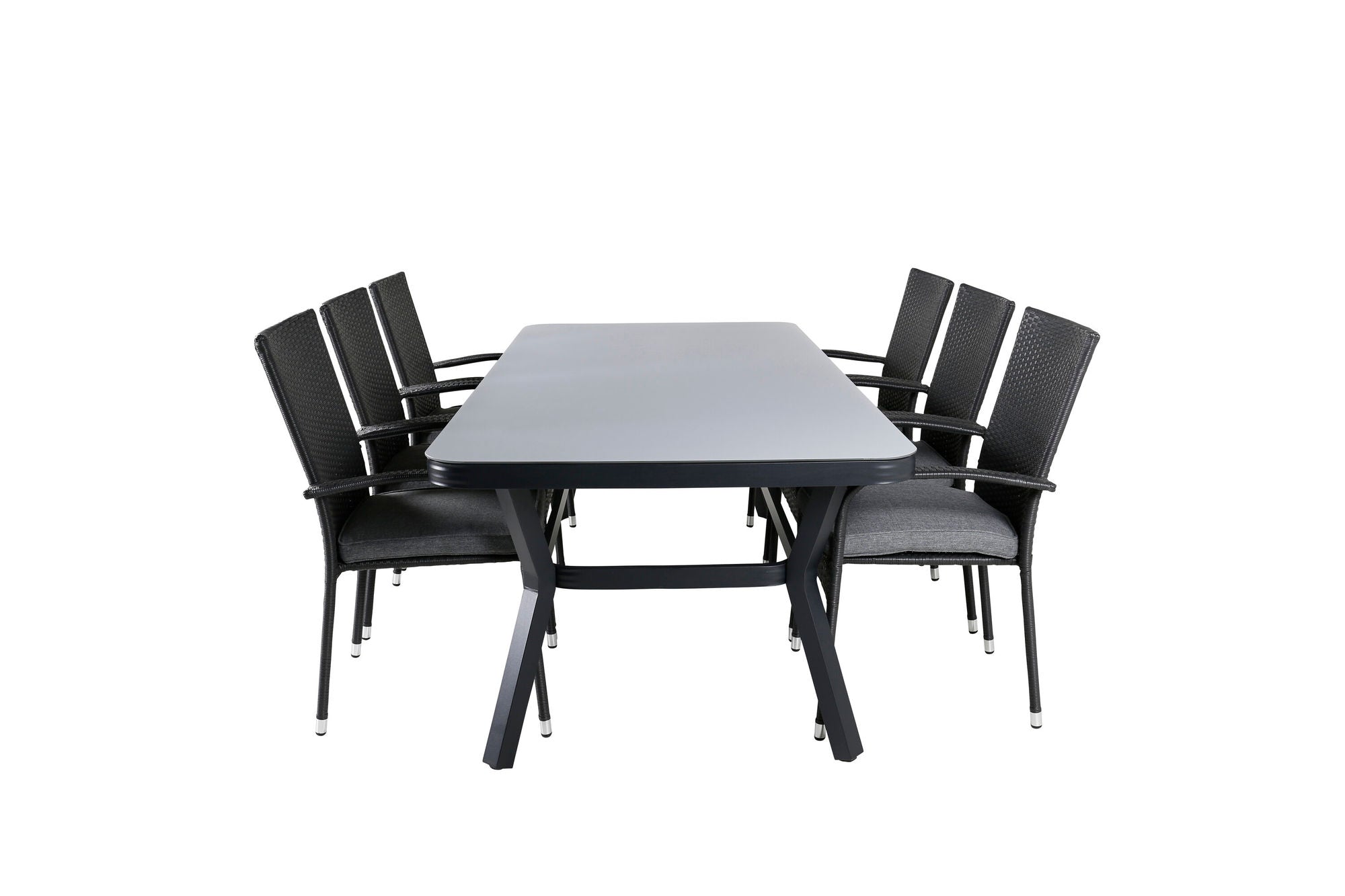 Venture Home Virya spisebord - Black Alu / Grey Glass - big bord+Anna stol - Black_6