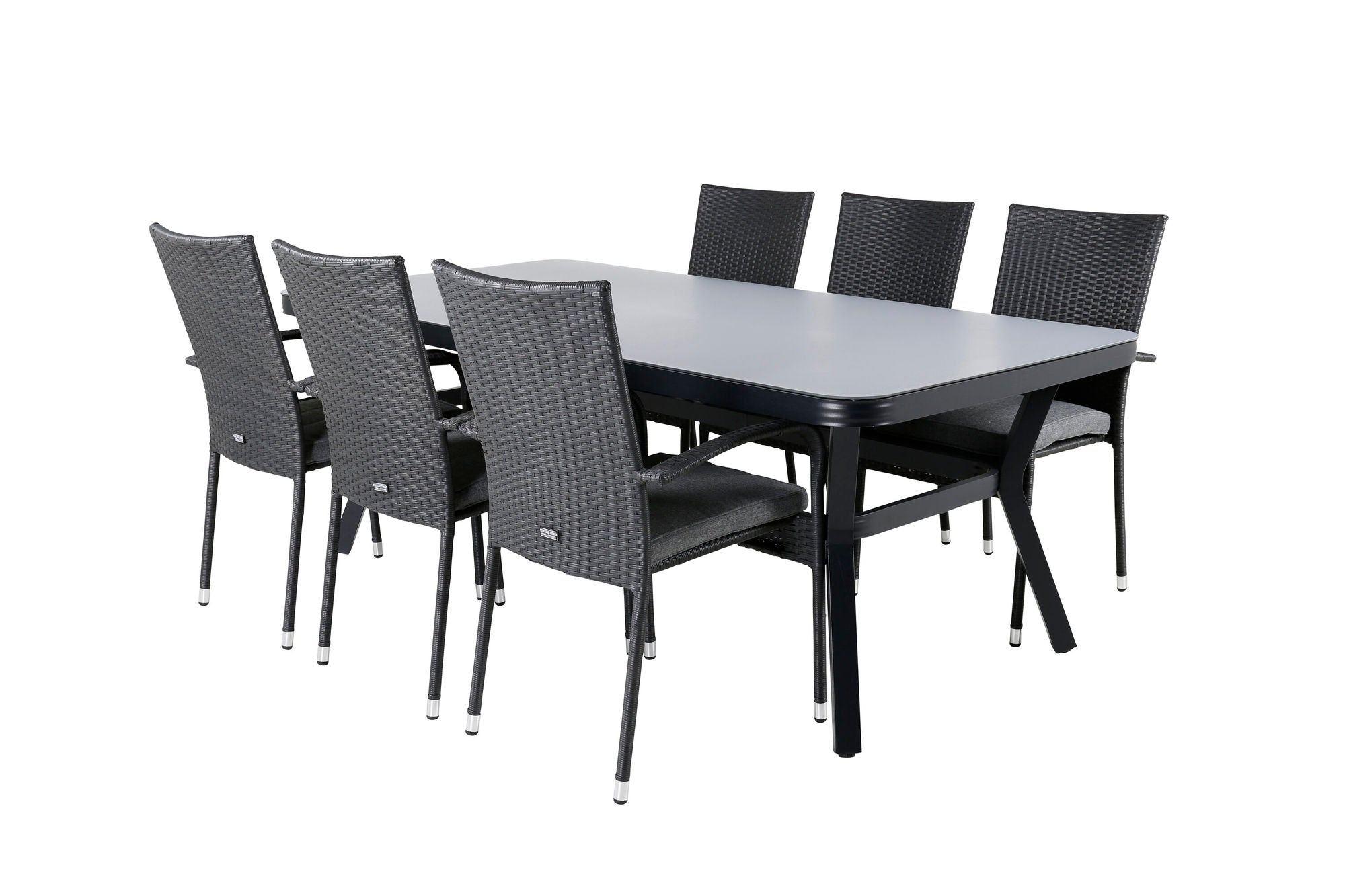 Venture Home Virya spisebord - Black Alu / Grey Glass - big bord+Anna stol - Black_6