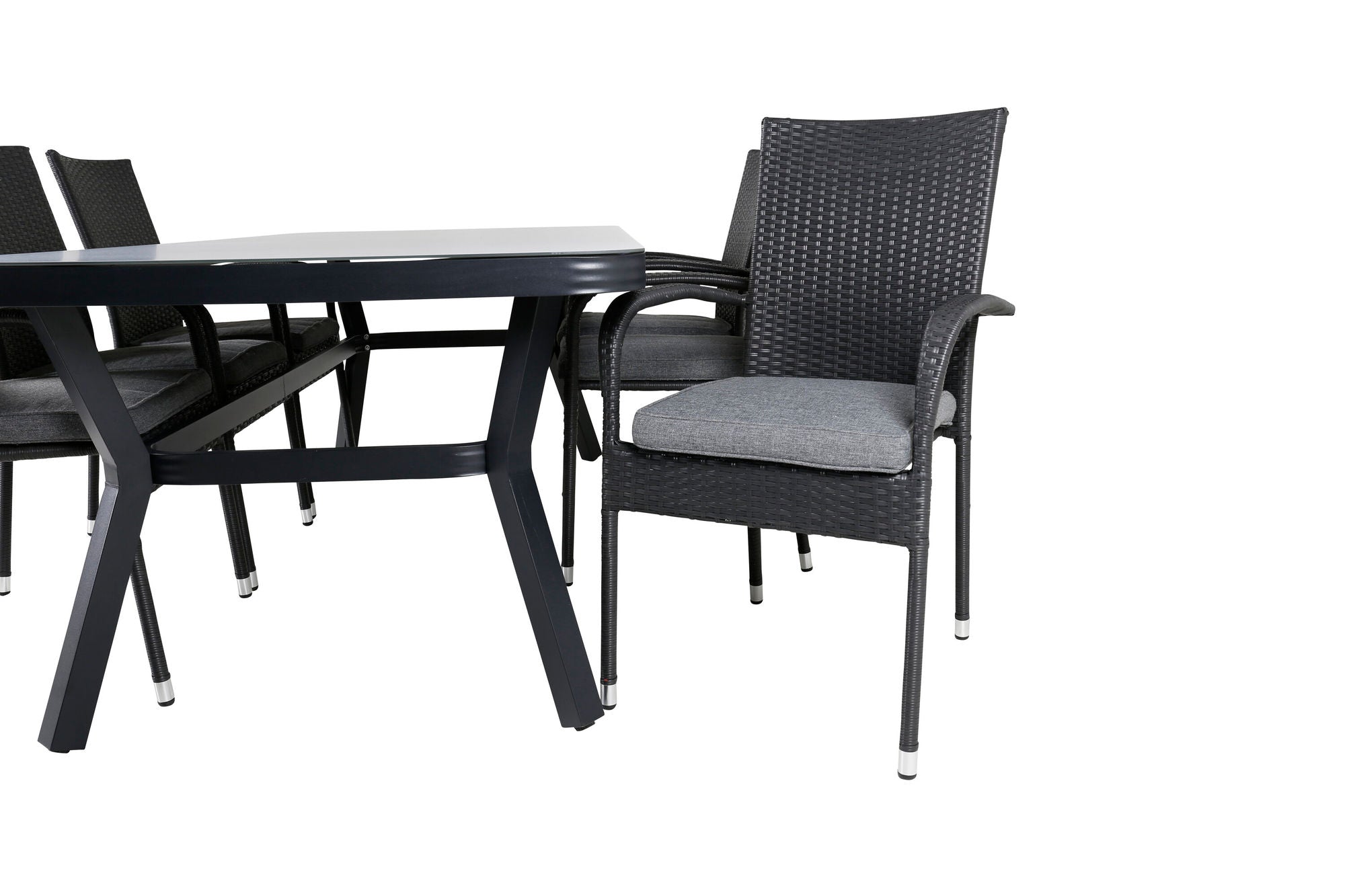 Venture Home Virya spisebord - Black Alu / Grey Glass - big bord+Anna stol - Black_6