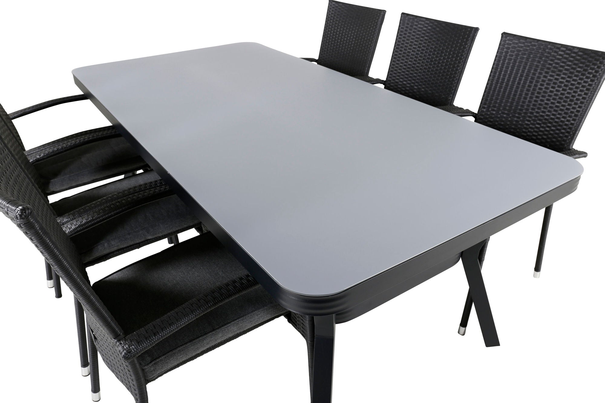 Venture Home Virya spisebord - Black Alu / Grey Glass - big bord+Anna stol - Black_6