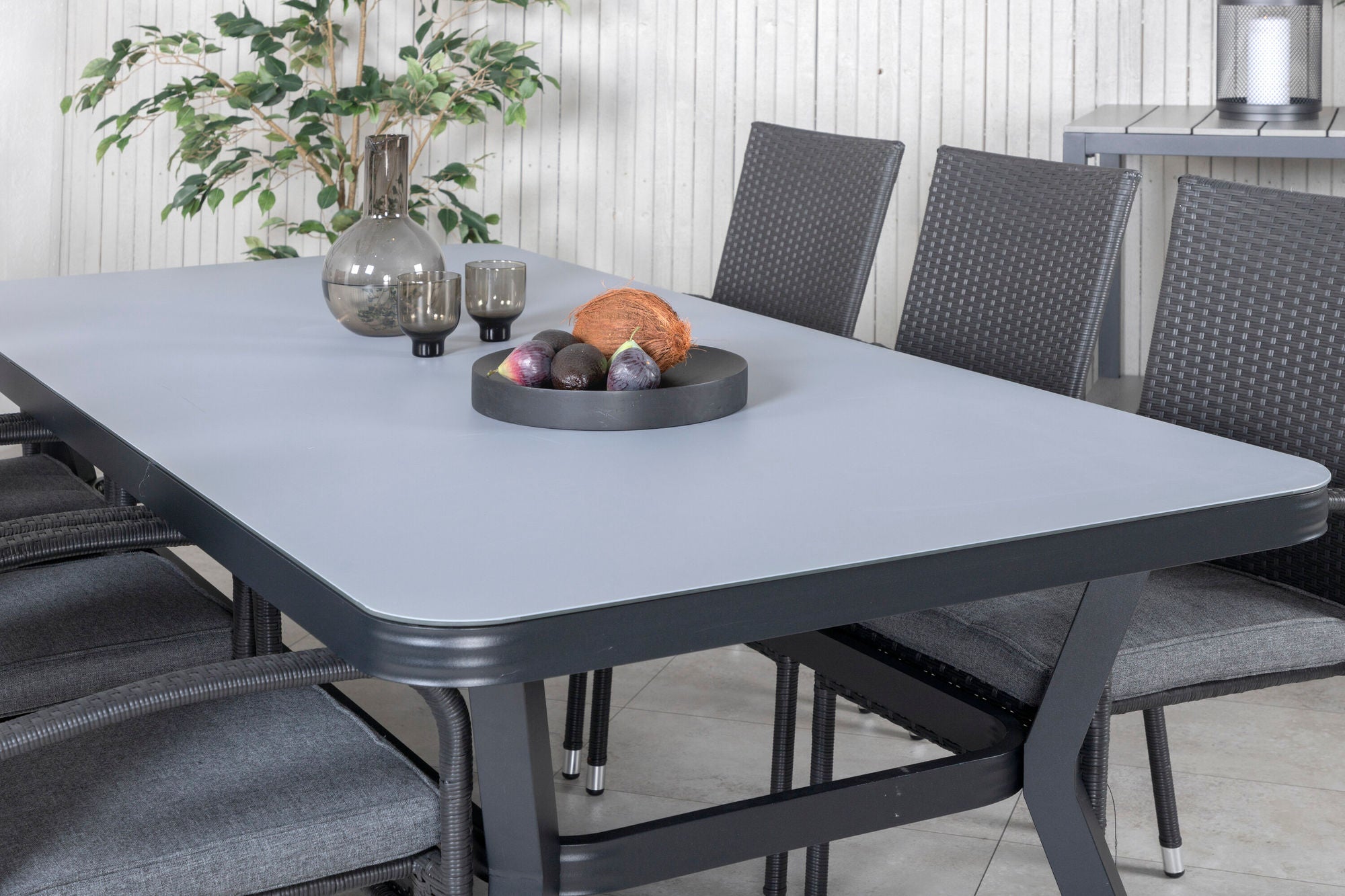 Venture Home Virya spisebord - Black Alu / Grey Glass - big bord+Anna stol - Black_6