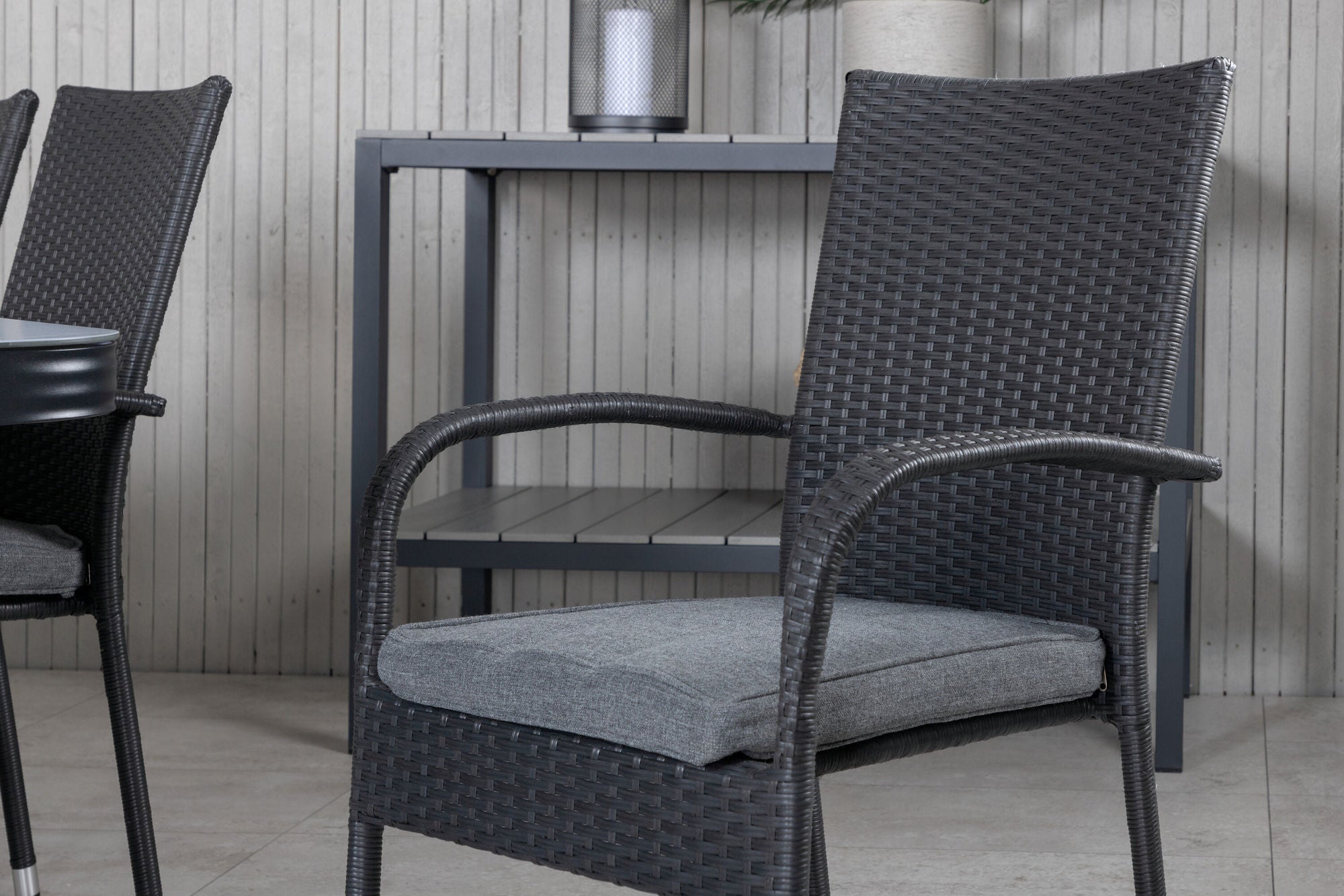 Venture Home Virya spisebord - Black Alu / Grey Glass - big bord+Anna stol - Black_6