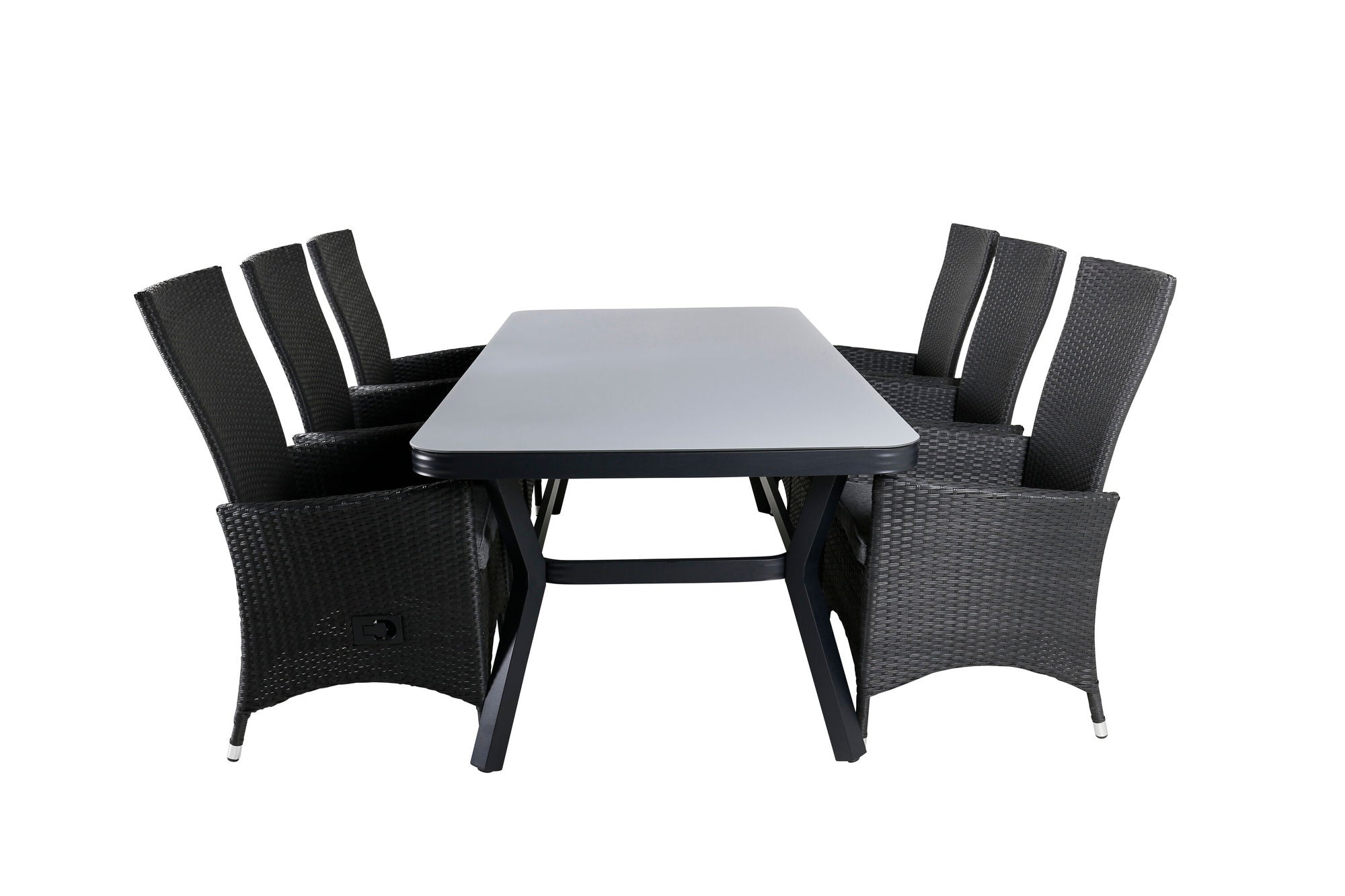 Venture Home Virya spisebord - Black Alu / Grey Glass - big bord+Padova stol (Recliner) - Black/Grey_6