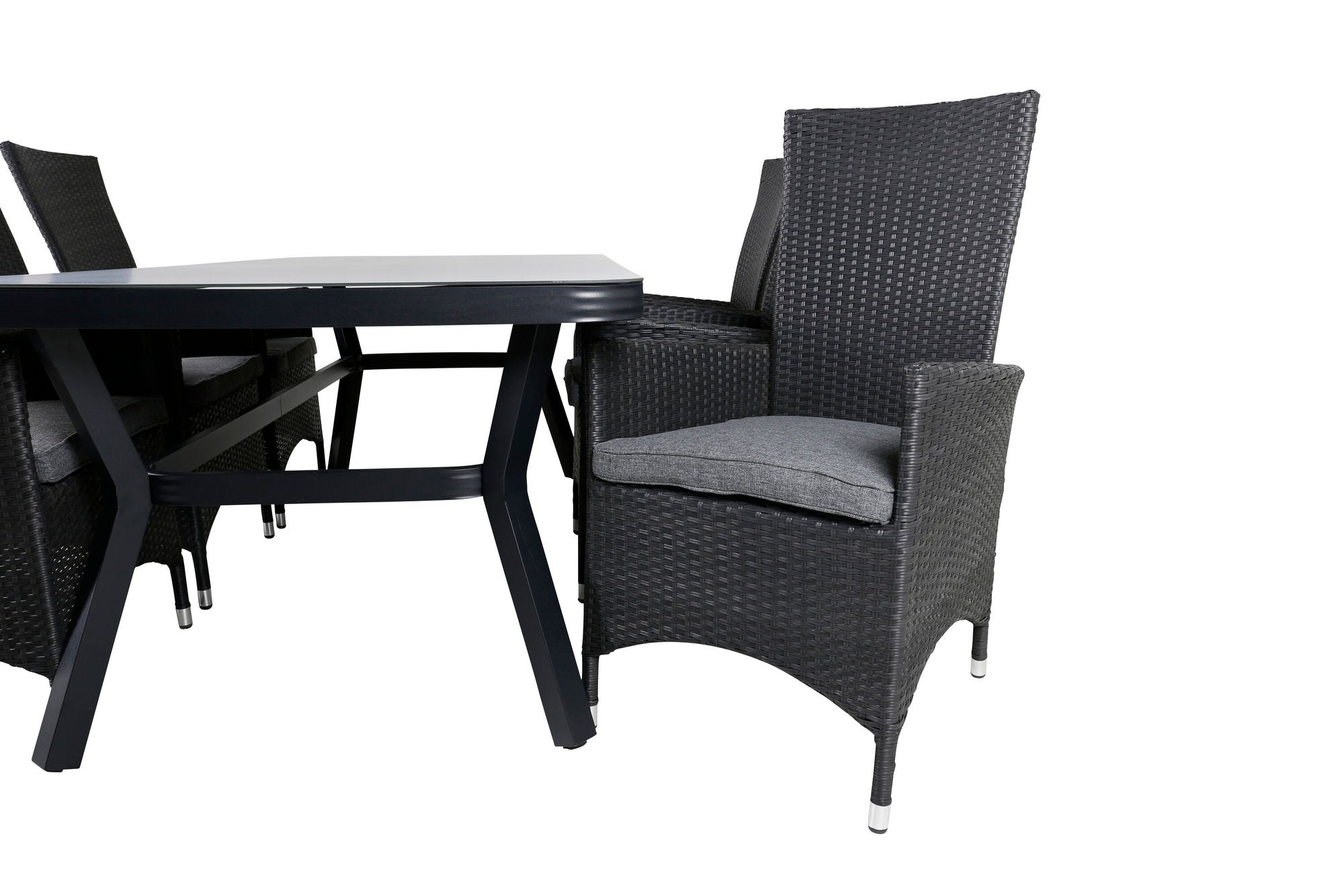 Venture Home Virya spisebord - Black Alu / Grey Glass - big bord+Padova stol (Recliner) - Black/Grey_6