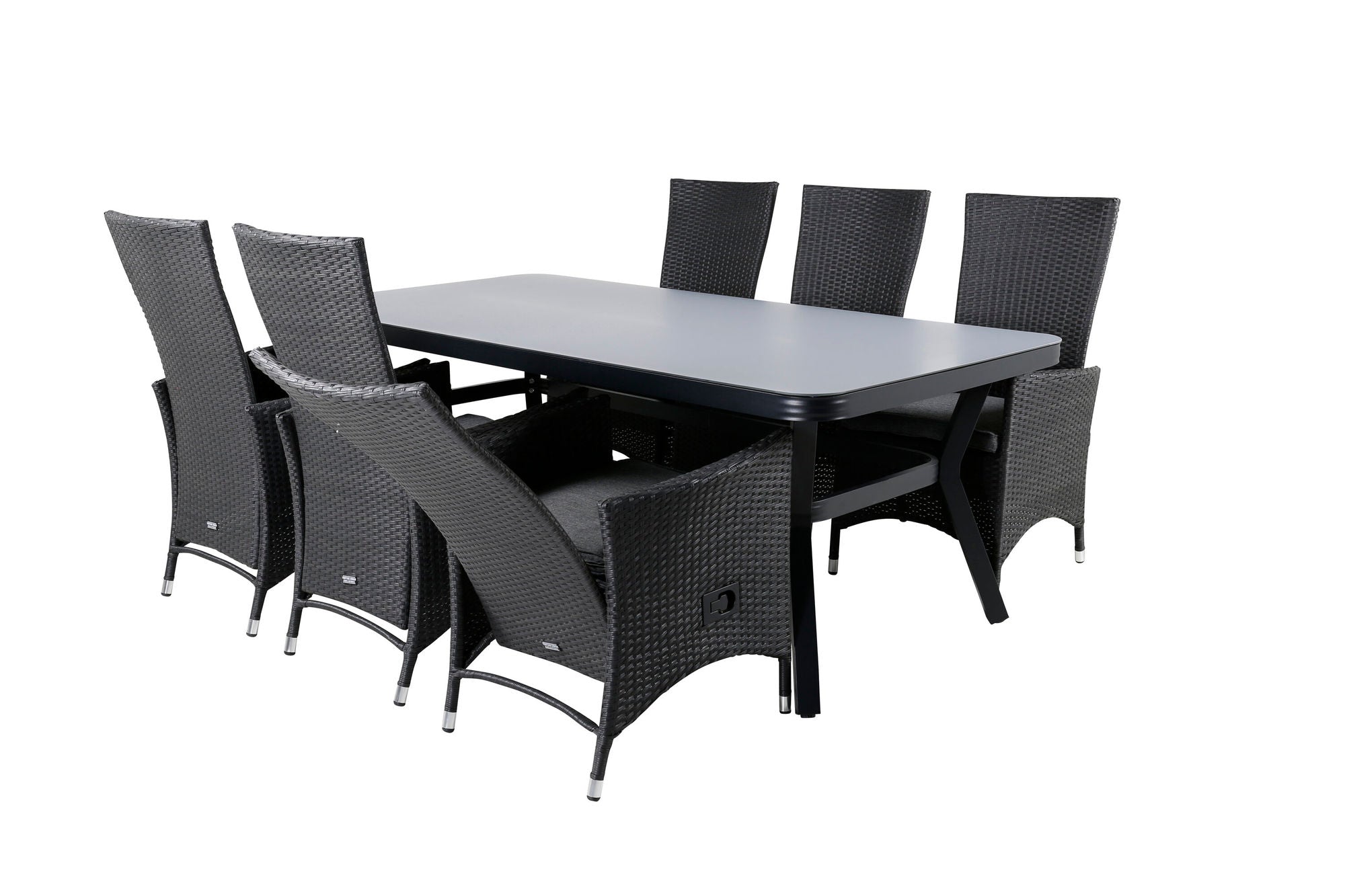Venture Home Virya spisebord - Black Alu / Grey Glass - big bord+Padova stol (Recliner) - Black/Grey_6