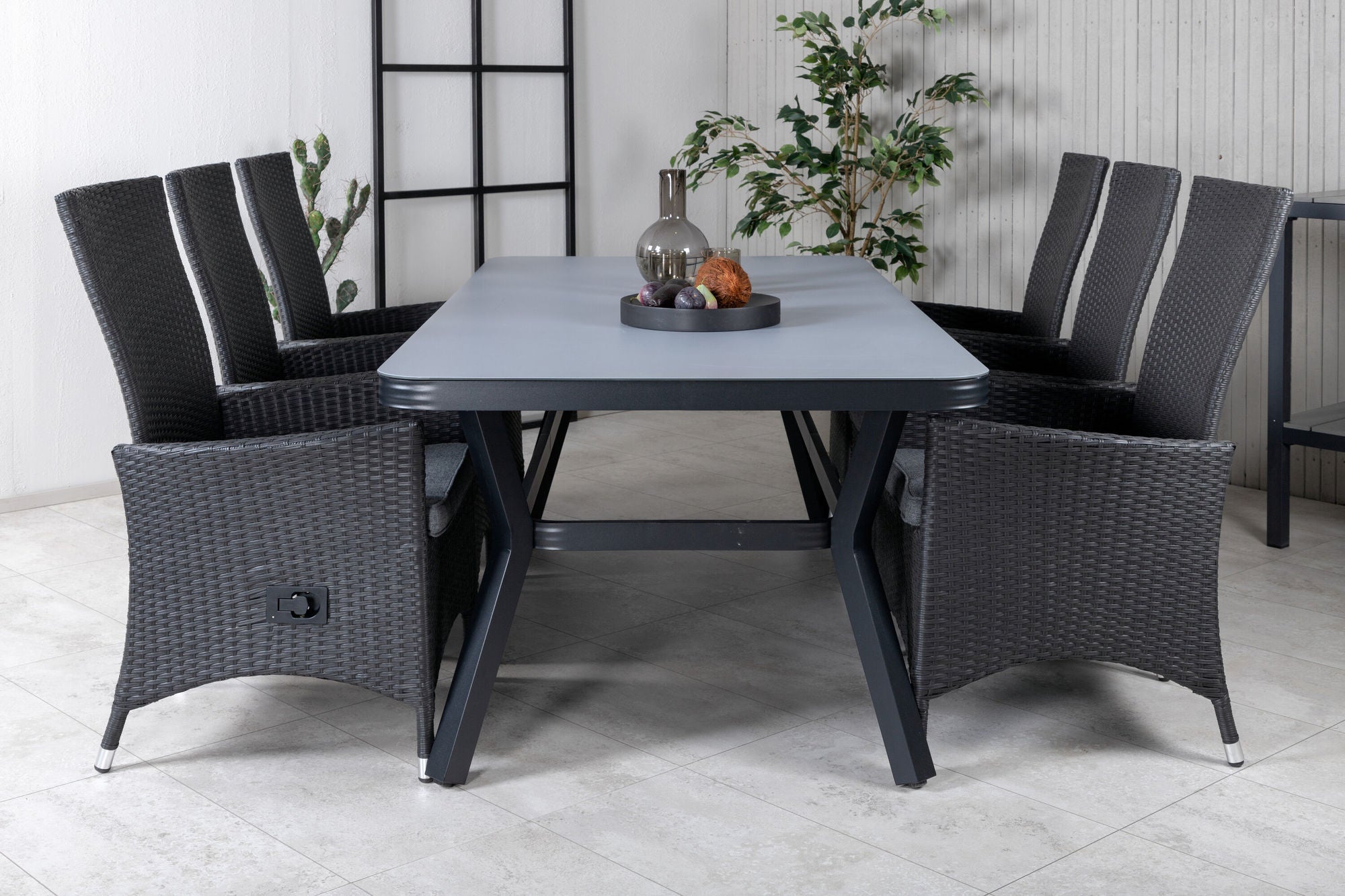 Venture Home Virya spisebord - Black Alu / Grey Glass - big bord+Padova stol (Recliner) - Black/Grey_6