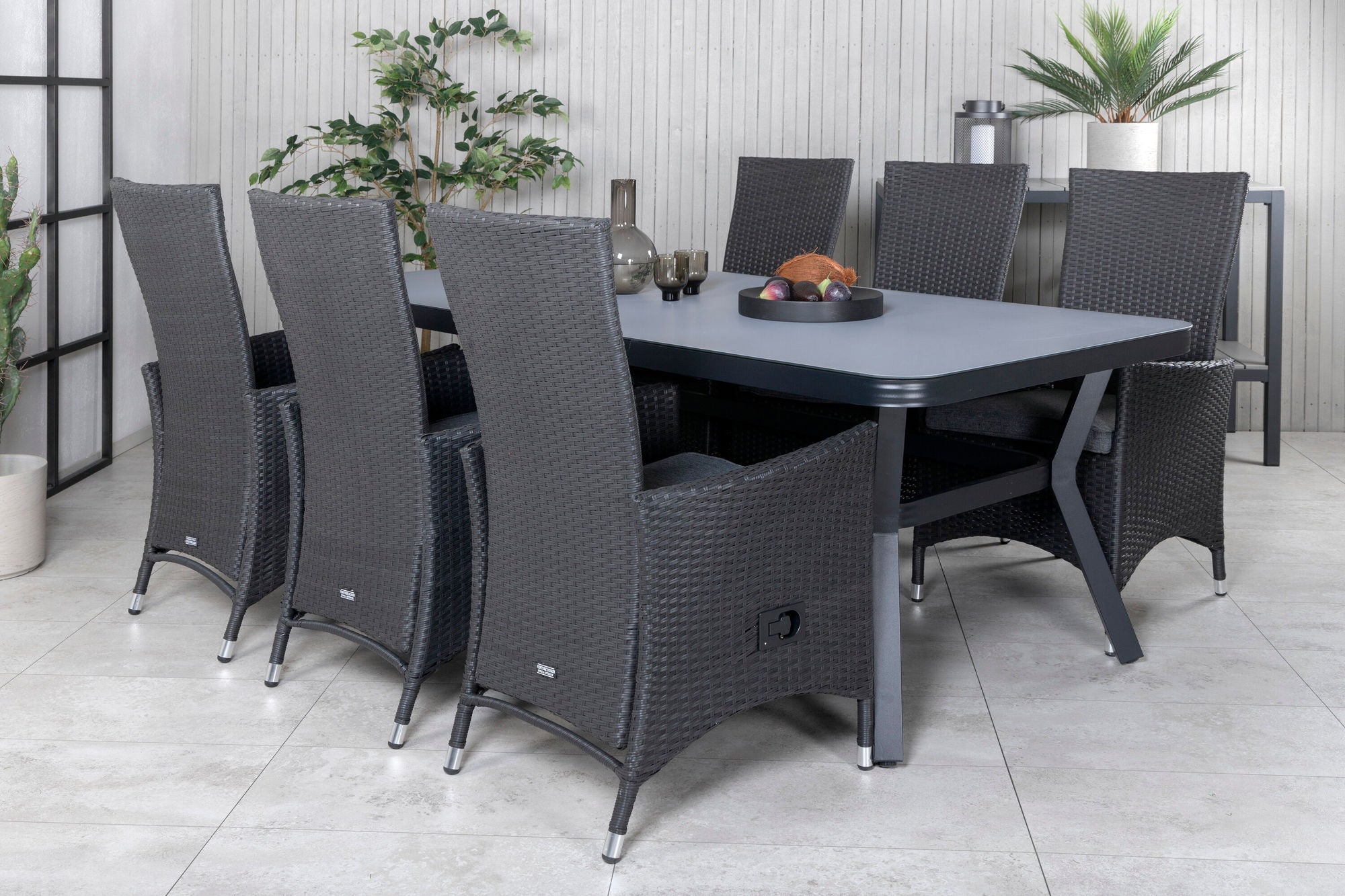 Venture Home Virya spisebord - Black Alu / Grey Glass - big bord+Padova stol (Recliner) - Black/Grey_6