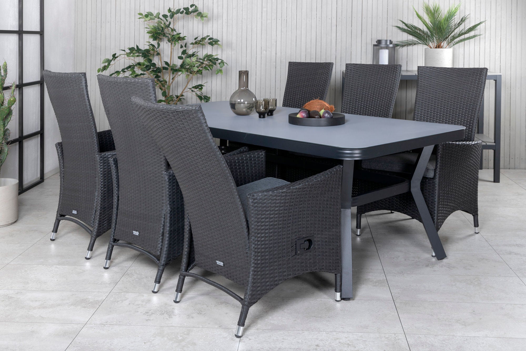 Venture Home Virya spisebord - Black Alu / Grey Glass - big bord+Padova stol (Recliner) - Black/Grey_6