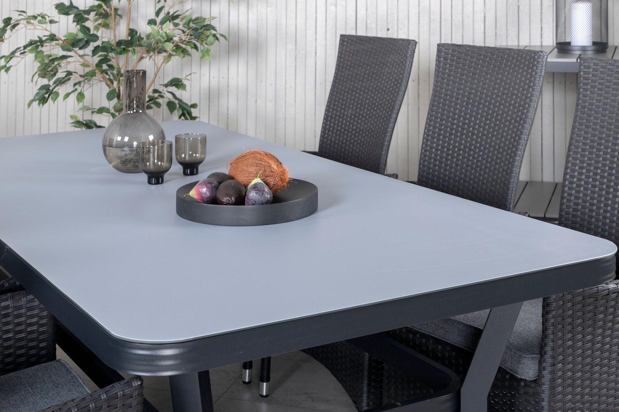 Venture Home Virya spisebord - Black Alu / Grey Glass - big bord+Padova stol (Recliner) - Black/Grey_6
