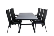 Venture Home Virya spisebord - Black Alu / Grey Glass - big bord+Copacabana Recliner stol - Black/Black_6