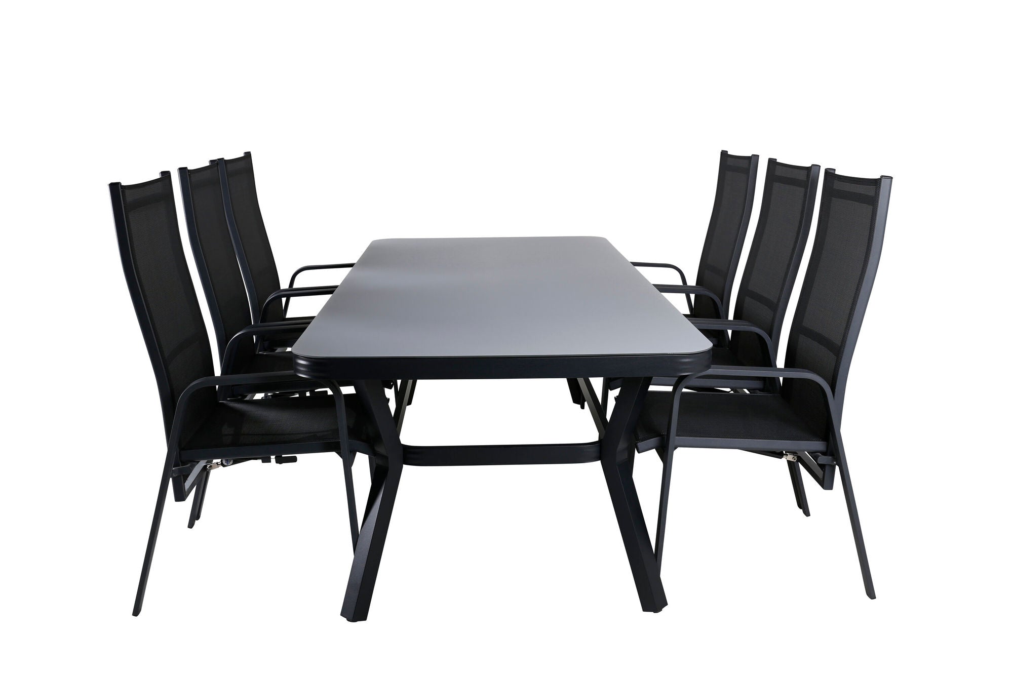 Venture Home Virya spisebord - Black Alu / Grey Glass - big bord+Copacabana Recliner stol - Black/Black_6