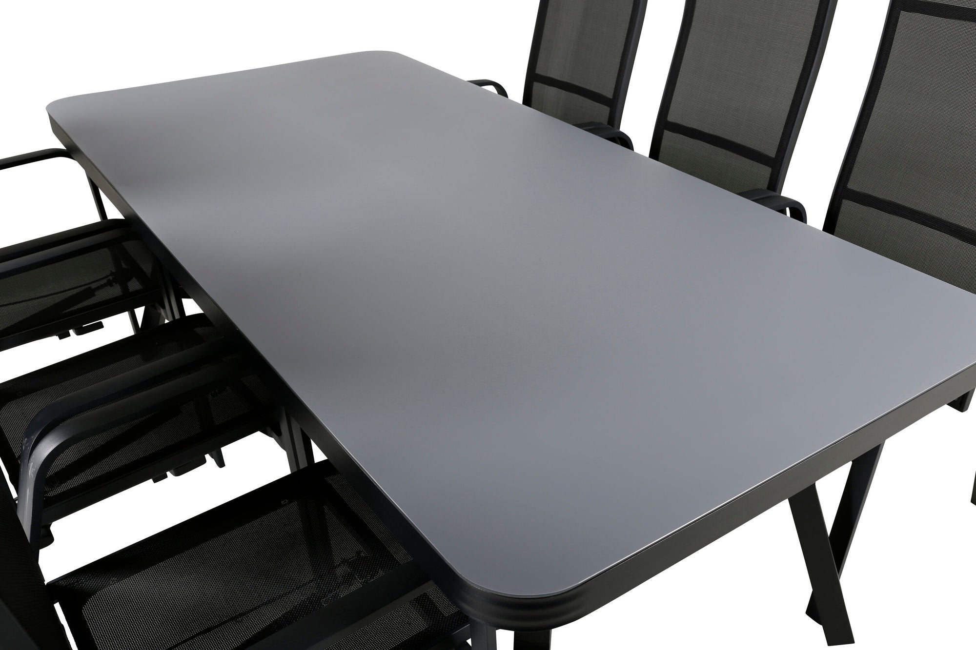 Venture Home Virya spisebord - Black Alu / Grey Glass - big bord+Copacabana Recliner stol - Black/Black_6