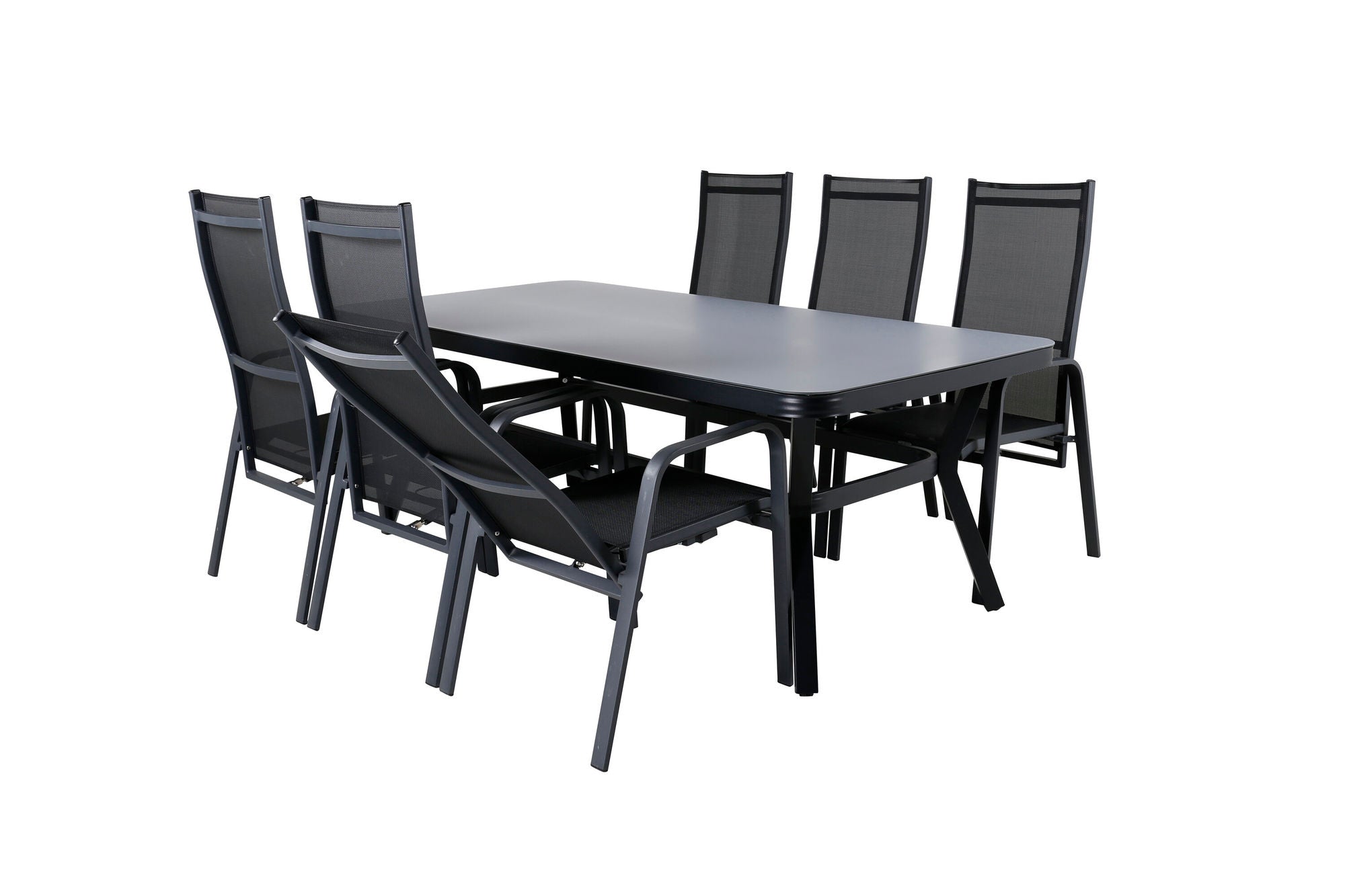 Venture Home Virya spisebord - Black Alu / Grey Glass - big bord+Copacabana Recliner stol - Black/Black_6