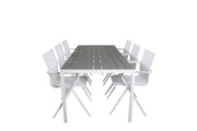 Venture Home Break bord 205*90 - White/Grey+Alina Spisebordsstol - white Alu / White Textilene_6