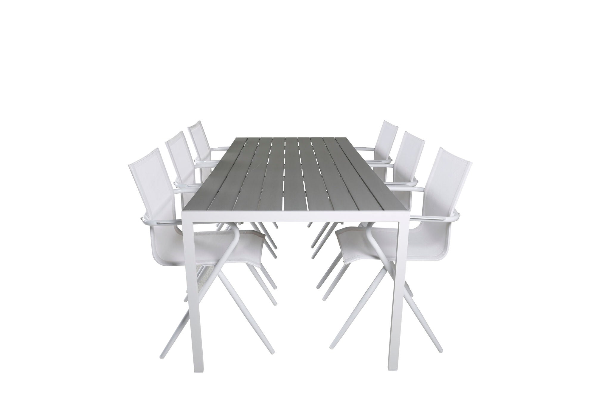 Venture Home Break bord 205*90 - White/Grey+Alina Spisebordsstol - white Alu / White Textilene_6