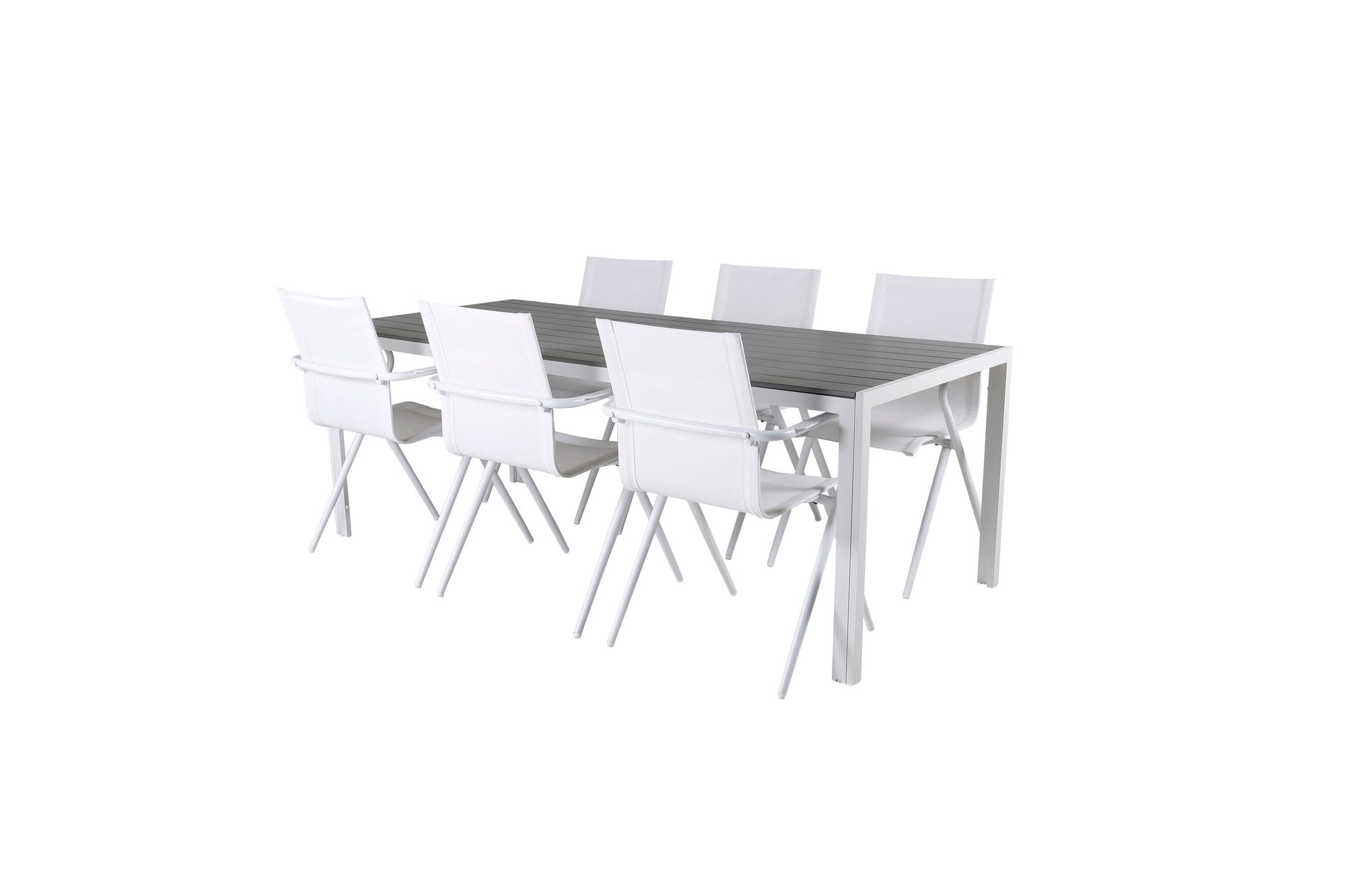 Venture Home Break bord 205*90 - White/Grey+Alina Spisebordsstol - white Alu / White Textilene_6
