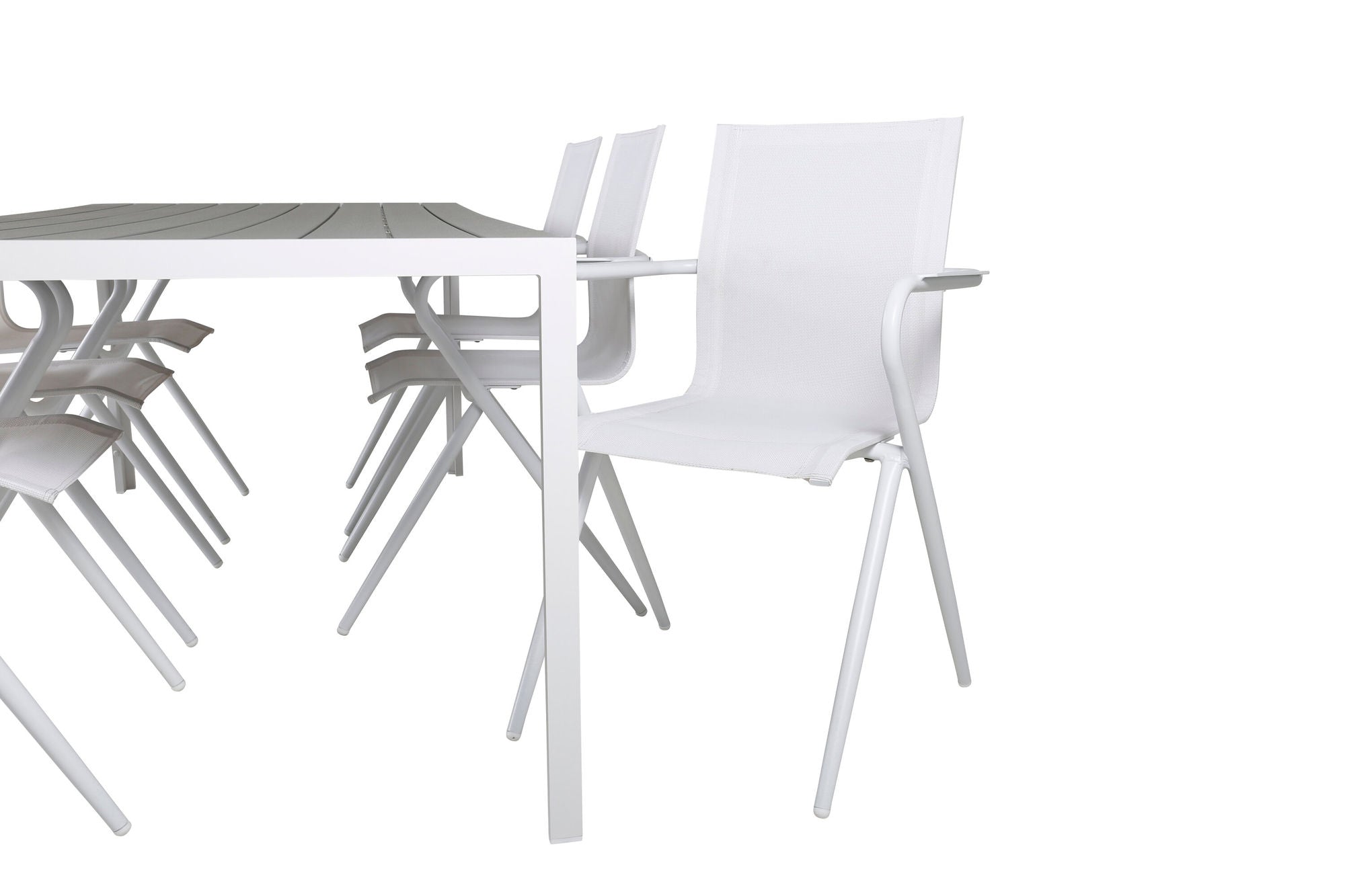 Venture Home Break bord 205*90 - White/Grey+Alina Spisebordsstol - white Alu / White Textilene_6