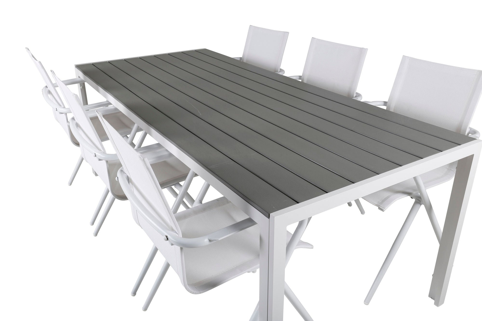 Venture Home Break bord 205*90 - White/Grey+Alina Spisebordsstol - white Alu / White Textilene_6