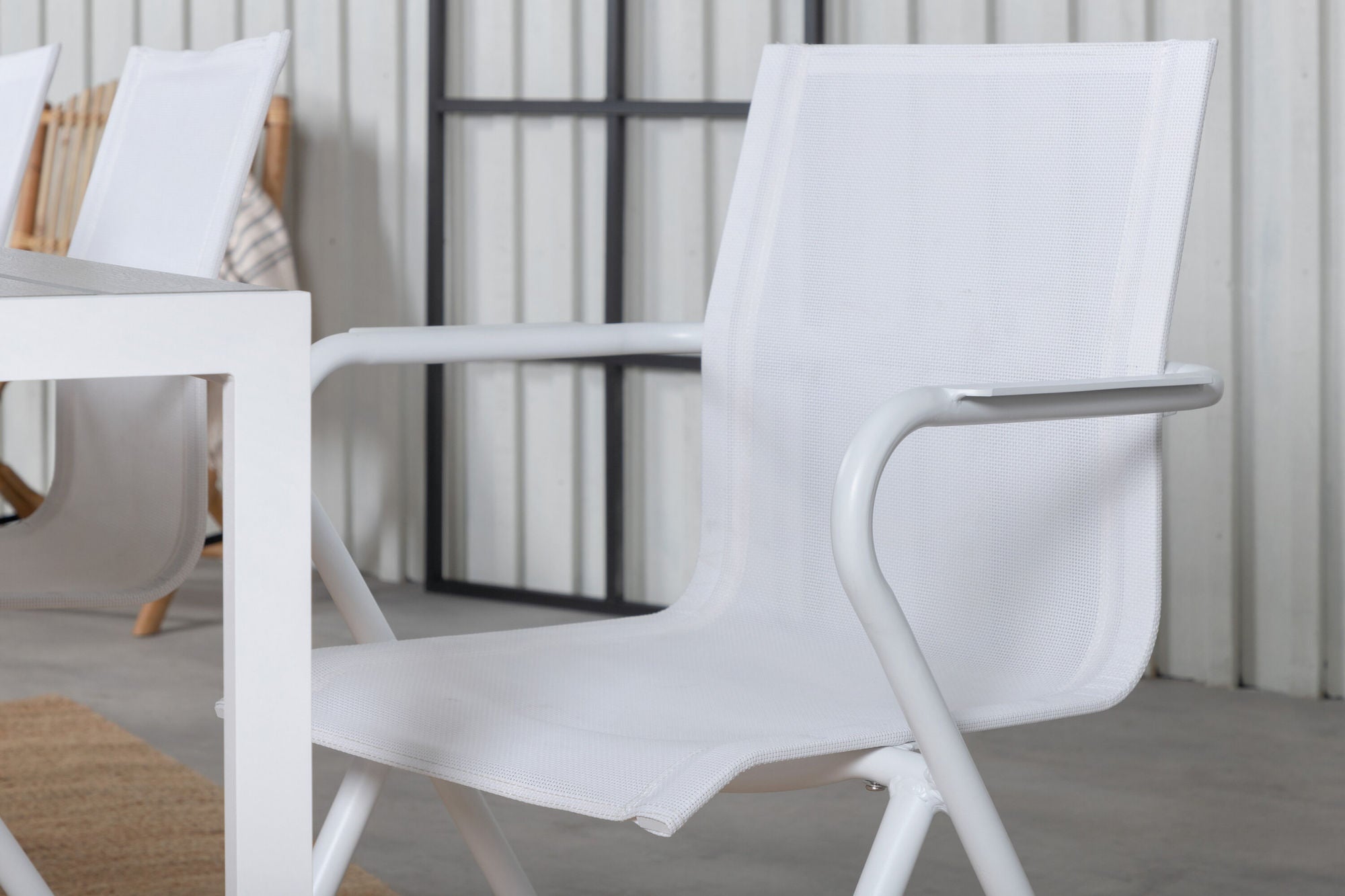 Venture Home Break bord 205*90 - White/Grey+Alina Spisebordsstol - white Alu / White Textilene_6