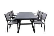 Venture Home Virya spisebord - Black Alu / Grey Glass - big bord+Copacabana Stacking stol - Black/Grey_6