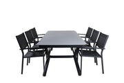 Venture Home Virya spisebord - Black Alu / Grey Glass - big bord+Copacabana Stacking stol - Black/Black_6
