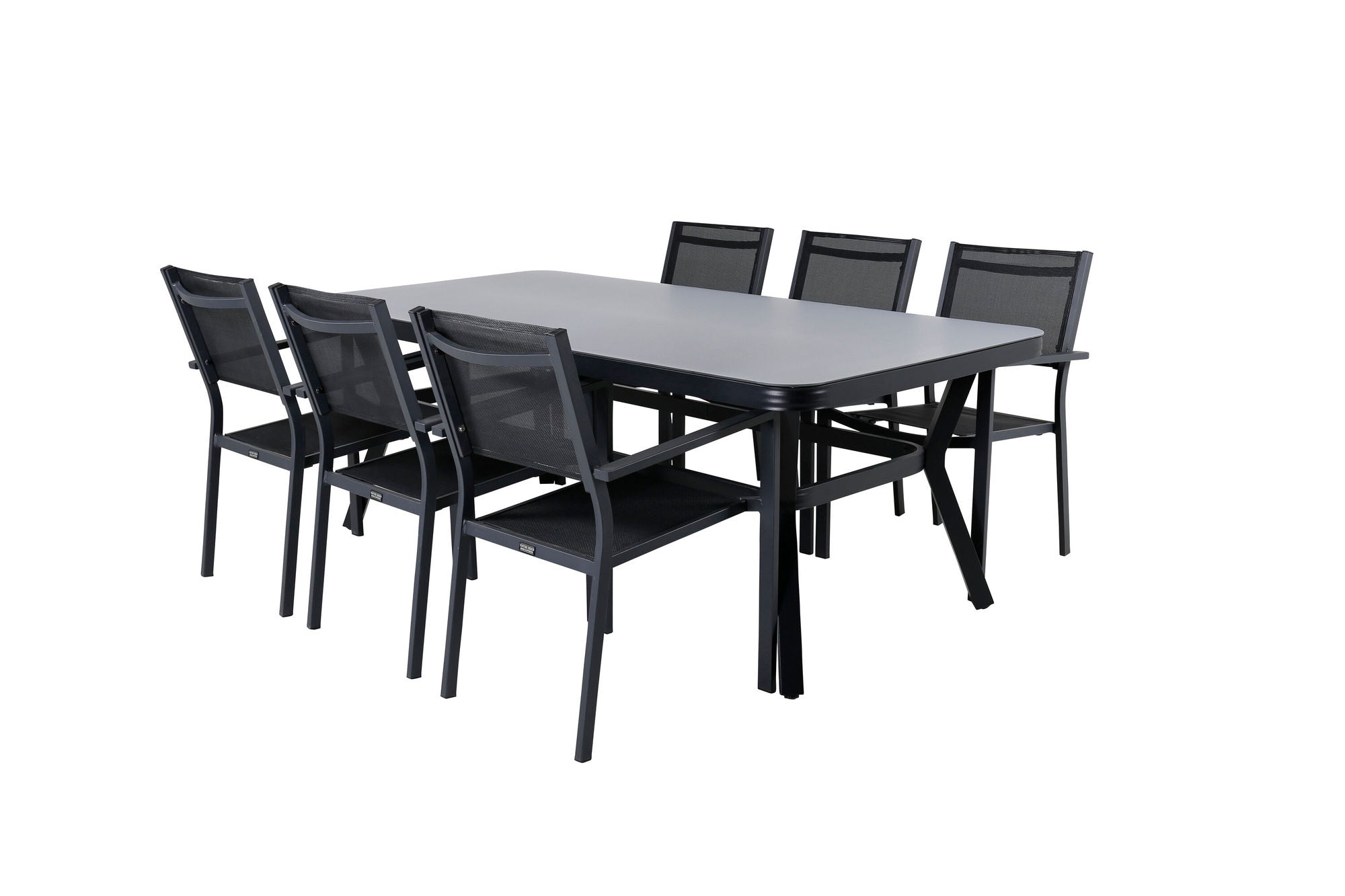 Venture Home Virya spisebord - Black Alu / Grey Glass - big bord+Copacabana Stacking stol - Black/Black_6
