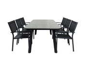 Venture Home Paola spisebord - Black Steel / Nature Wicker - 200*100+Copacabana Stacking stol - Black/Black_6