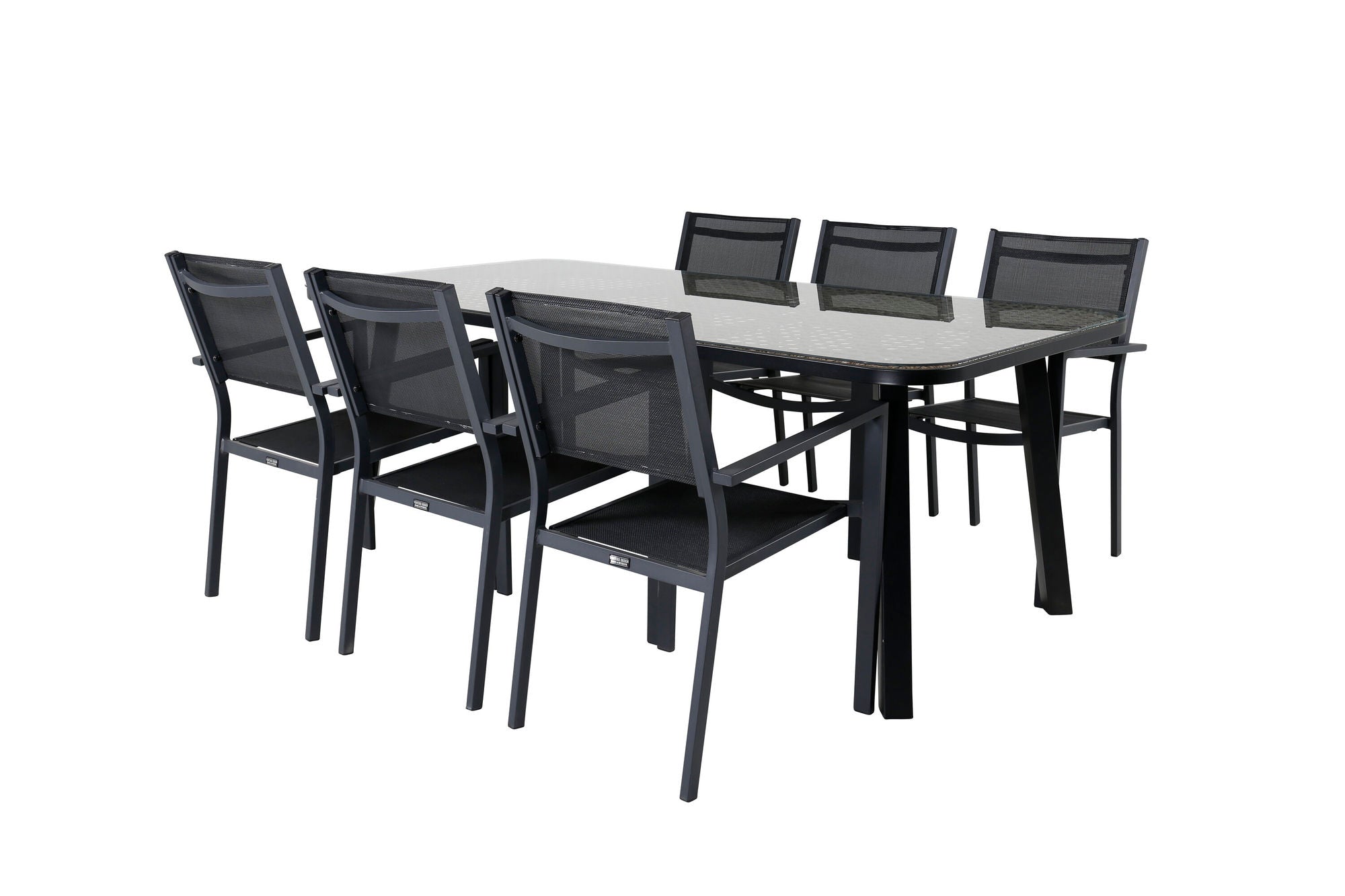 Venture Home Paola spisebord - Black Steel / Nature Wicker - 200*100+Copacabana Stacking stol - Black/Black_6