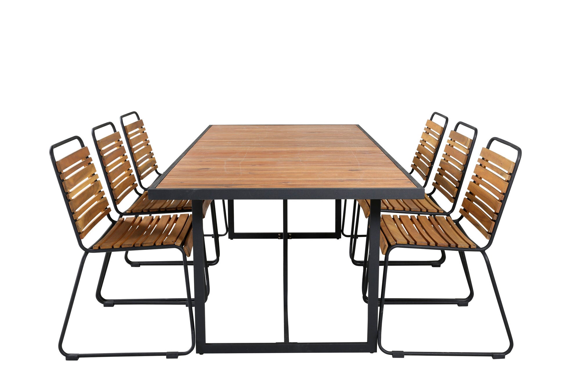 Venture Home Khung spisebord - Black Steel / Acacia (teklook) - 200*100cm+Bois Spisebordsstol - Black Alu / Acacia_6