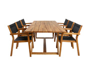 Venture Home Plankton - spisebord acacia - 220*100+Venice Stackingchair - Teak / Black textilene_6