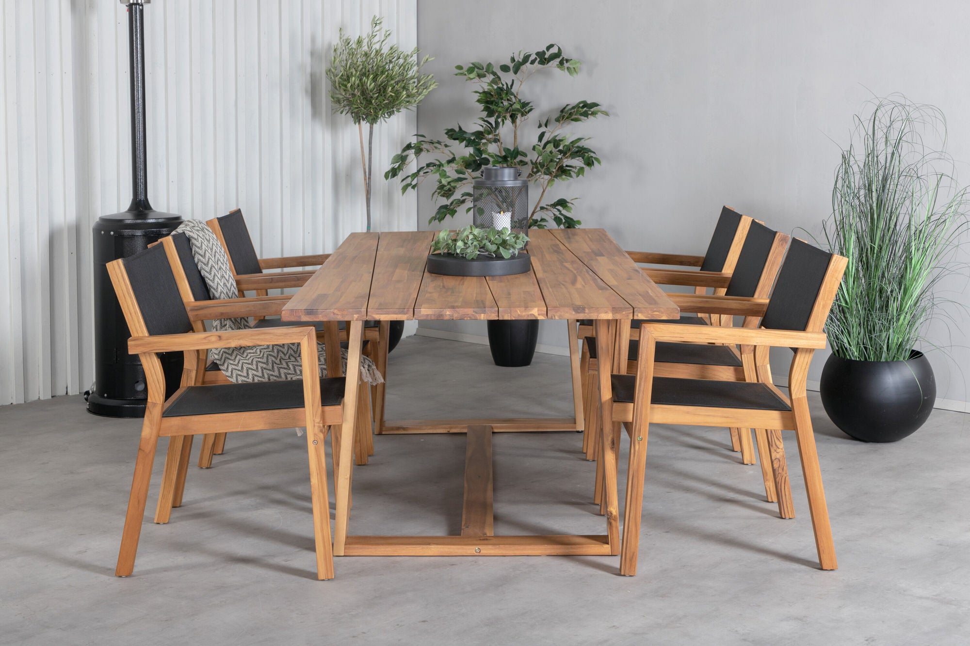 Venture Home Plankton - spisebord acacia - 220*100+Venice Stackingchair - Teak / Black textilene_6