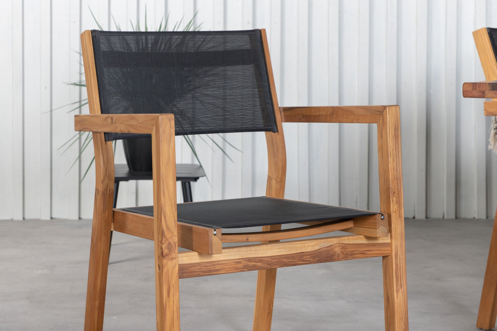 Venture Home Plankton - spisebord acacia - 220*100+Venice Stackingchair - Teak / Black textilene_6