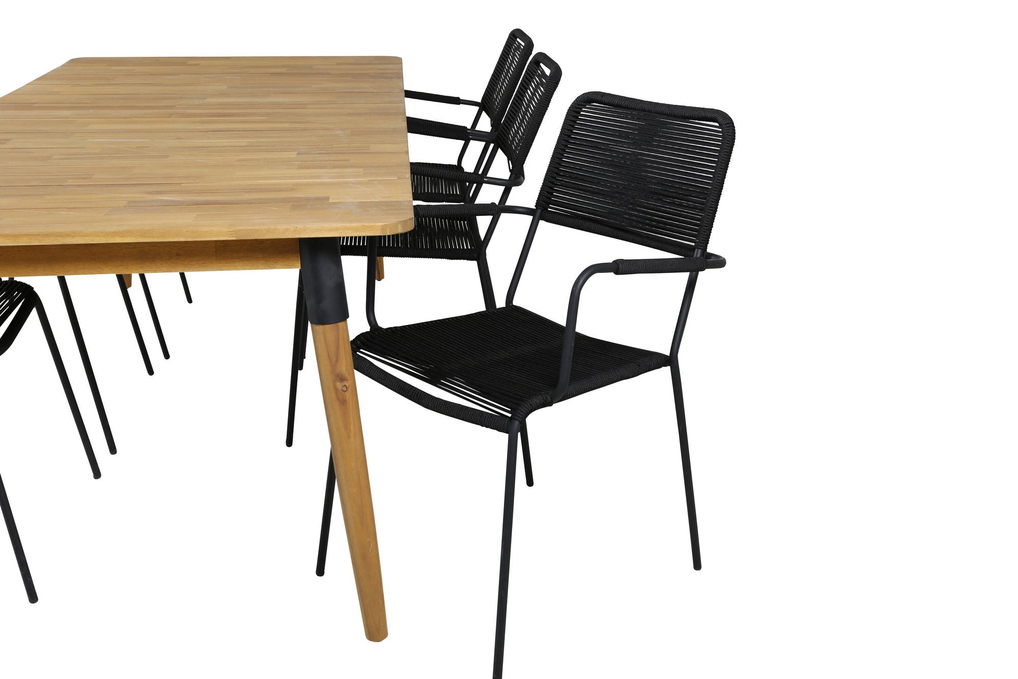 Venture Home Julian spisebord - Acasia - 210*100cm+Lindos Armchair - Black Alu / Black Rope_6