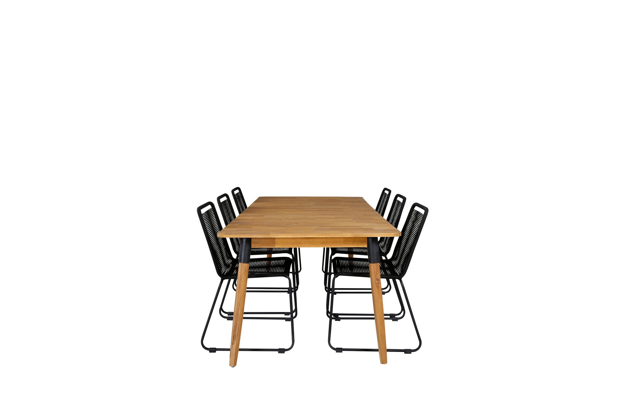 Venture Home Julian spisebord - Acasia - 210*100cm+Lindos Stacking stol - Black Alu / Black Rope_6