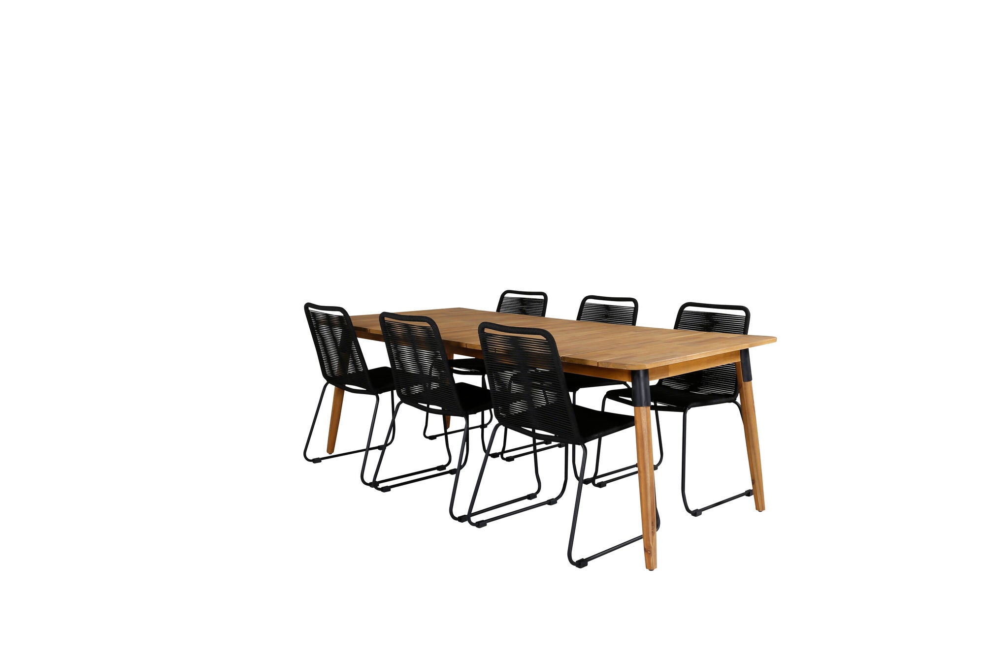 Venture Home Julian spisebord - Acasia - 210*100cm+Lindos Stacking stol - Black Alu / Black Rope_6
