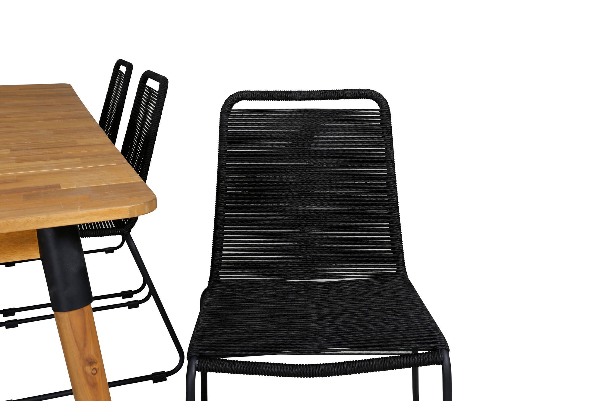 Venture Home Julian spisebord - Acasia - 210*100cm+Lindos Stacking stol - Black Alu / Black Rope_6