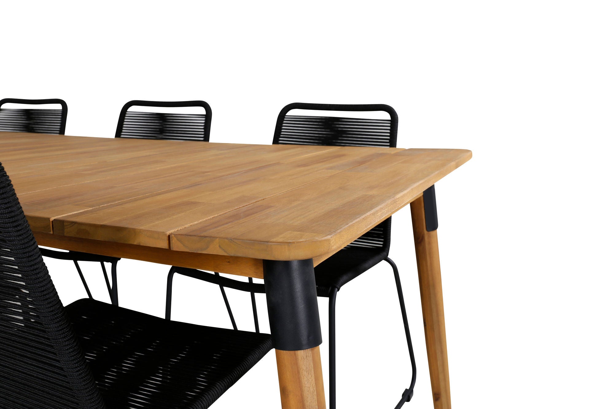 Venture Home Julian spisebord - Acasia - 210*100cm+Lindos Stacking stol - Black Alu / Black Rope_6