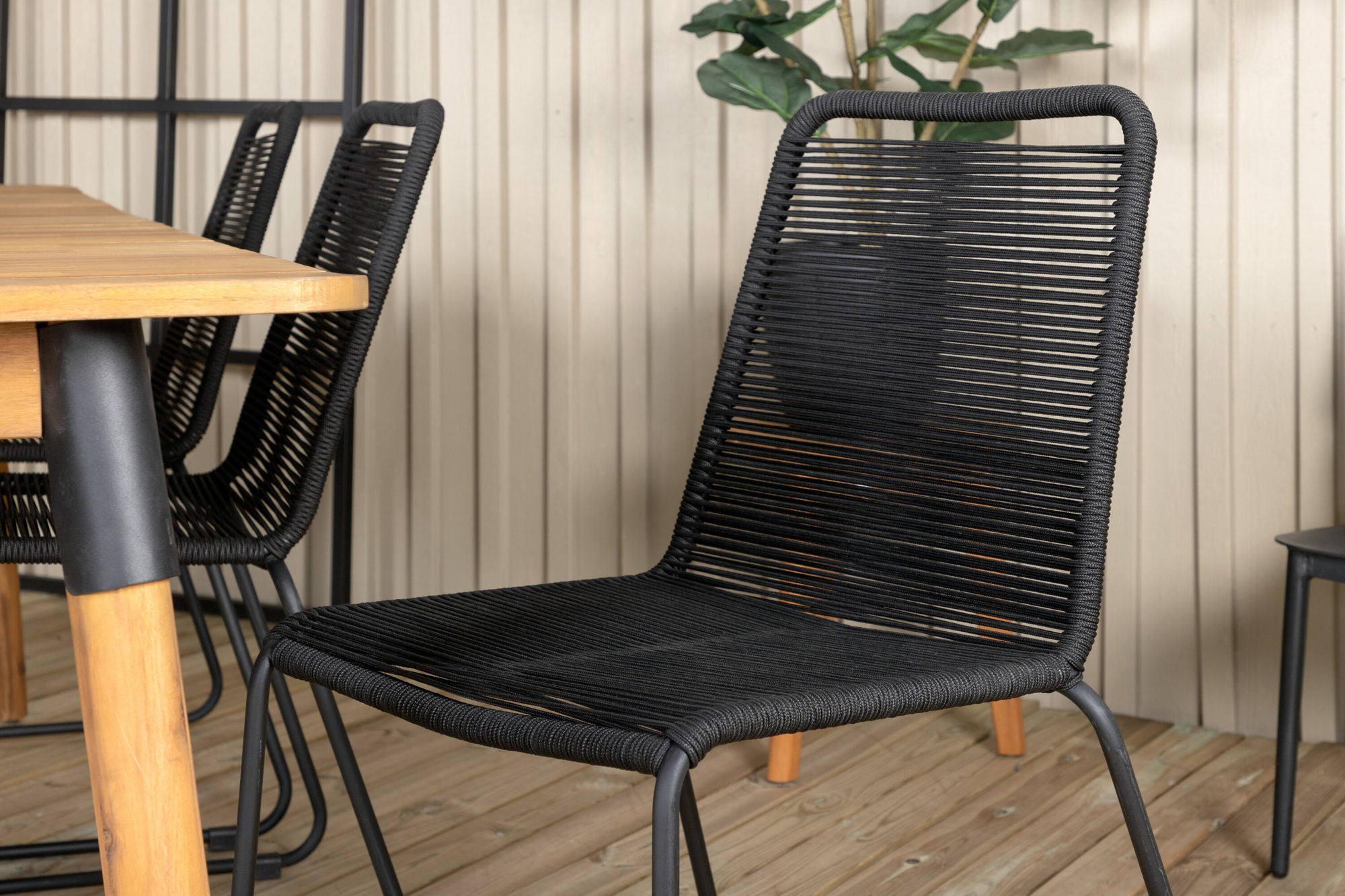 Venture Home Julian spisebord - Acasia - 210*100cm+Lindos Stacking stol - Black Alu / Black Rope_6