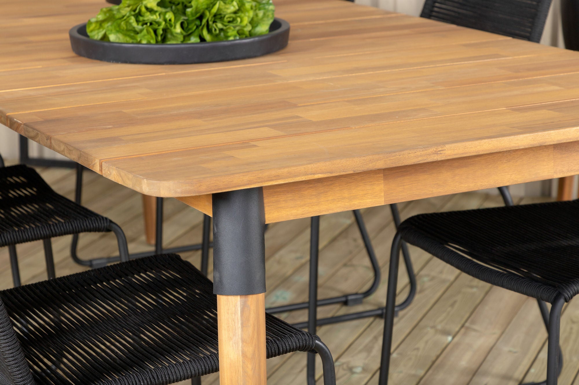 Venture Home Julian spisebord - Acasia - 210*100cm+Lindos Stacking stol - Black Alu / Black Rope_6