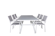 Venture Home Virya spisebord - White Alu / Grey Glass - big bord+Copacabana Stacking stol - White/Grey_6