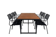 Venture Home Khung spisebord - Black Steel / Acacia (teklook) - 200*100cm+Nicke Dining chair w. armrest - Black Steel_6