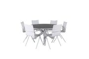 Venture Home Copacabana bord ø 140 - White/Grey+Alina Spisebordsstol - white Alu / White Textilene_6