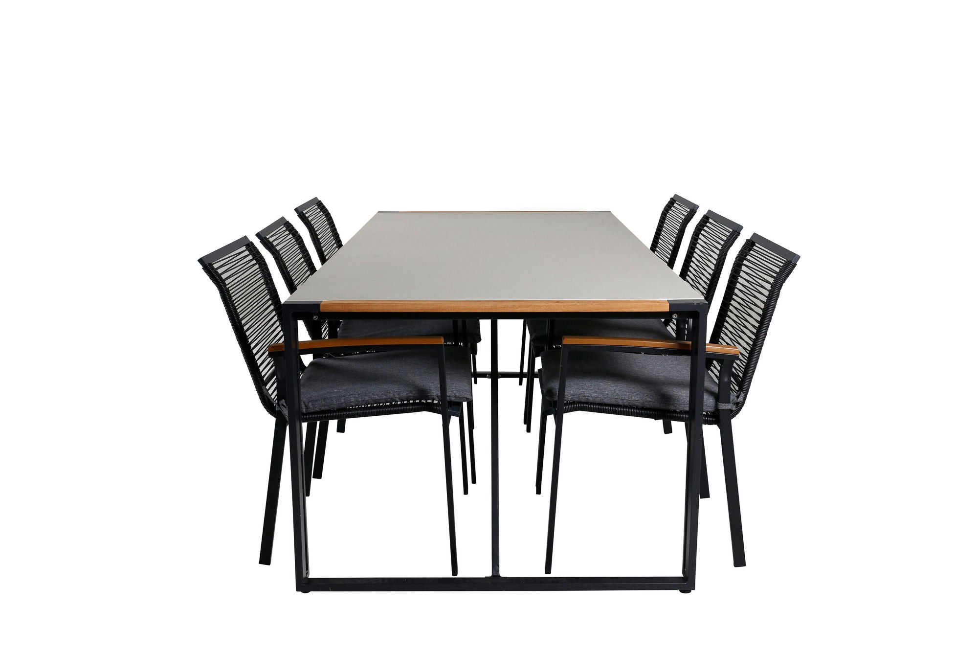 Venture Home Texas spisebord 200*100 - Black Alu / Teak / Grey Spray stone+Dallas Spisebordsstol_6