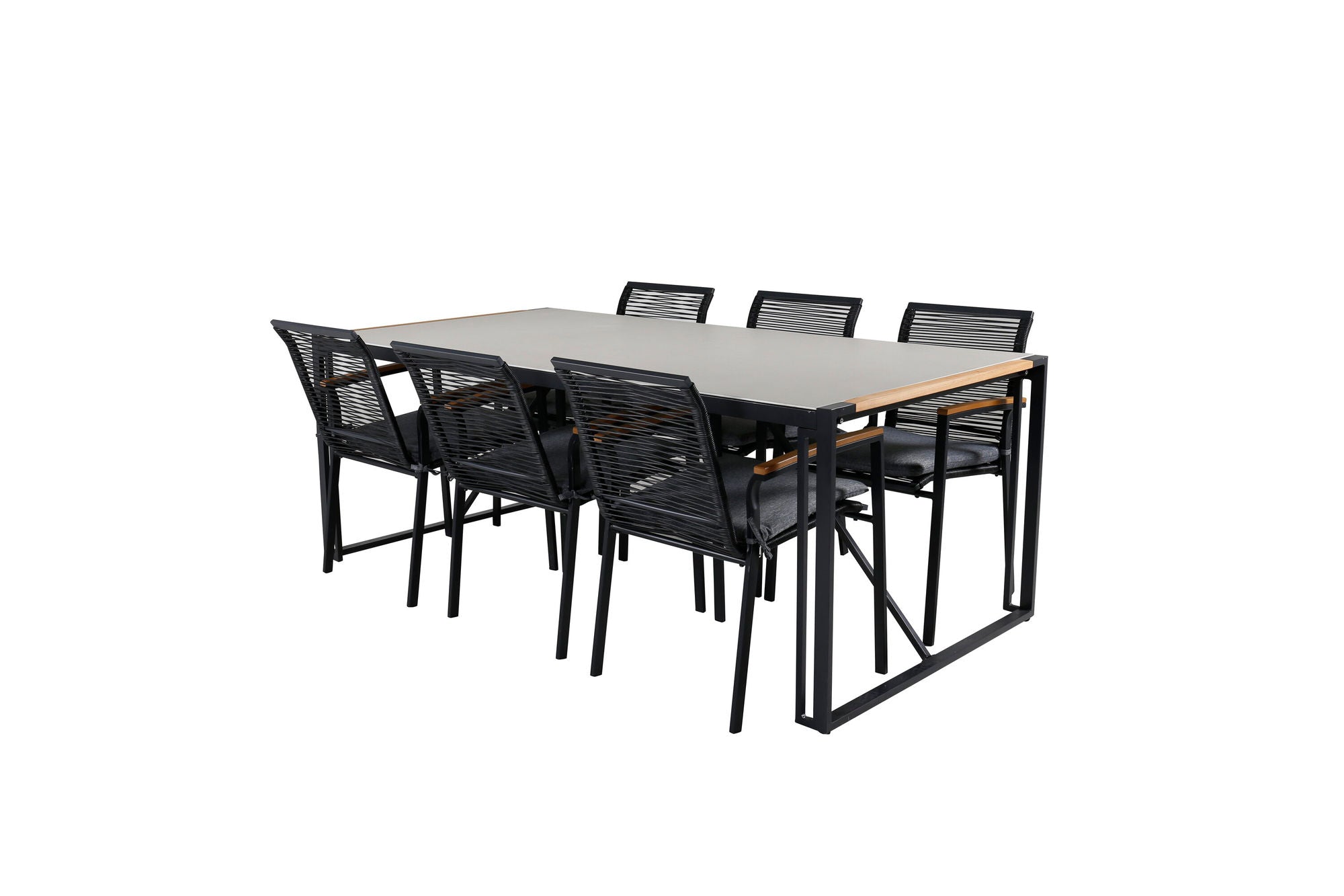 Venture Home Texas spisebord 200*100 - Black Alu / Teak / Grey Spray stone+Dallas Spisebordsstol_6