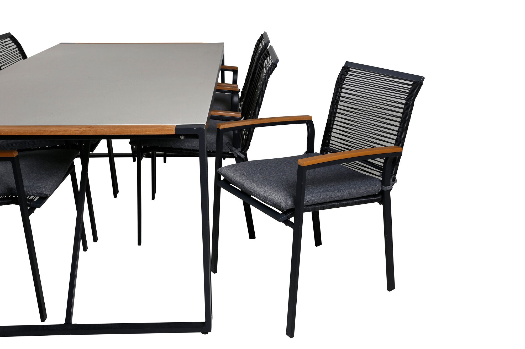 Venture Home Texas spisebord 200*100 - Black Alu / Teak / Grey Spray stone+Dallas Spisebordsstol_6