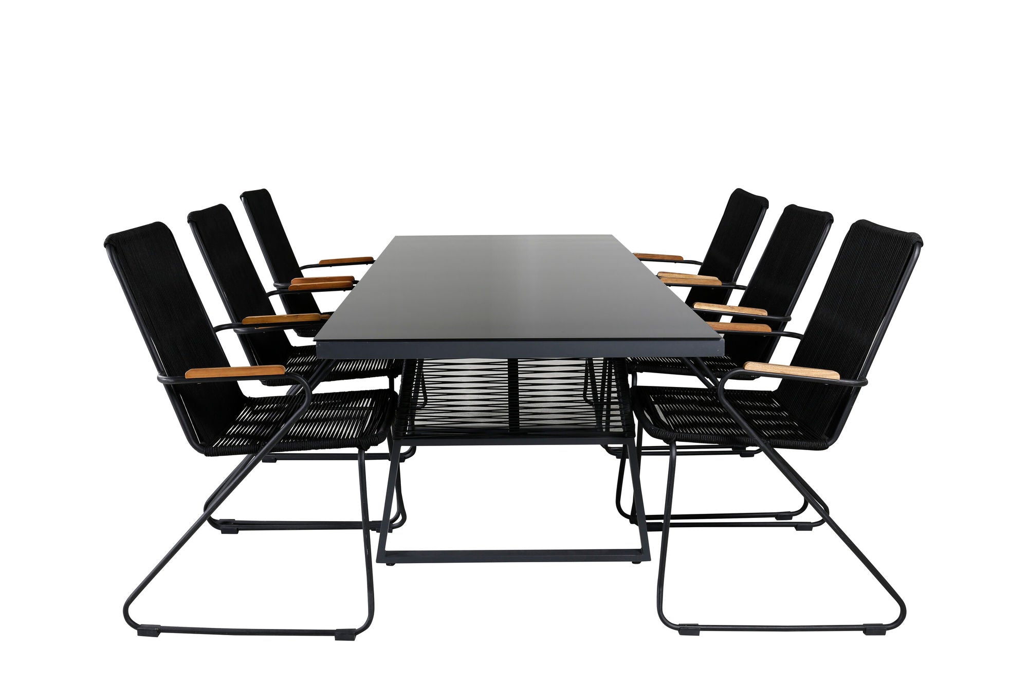 Venture Home Dallas spisebord+Bois Armchair - Black Alu / Black Rope / Acacia_6