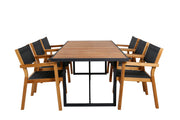 Venture Home Khung spisebord - Black Steel / Acacia (teklook) - 200*100cm+Venice Stackingchair - Teak / Black textilene_6