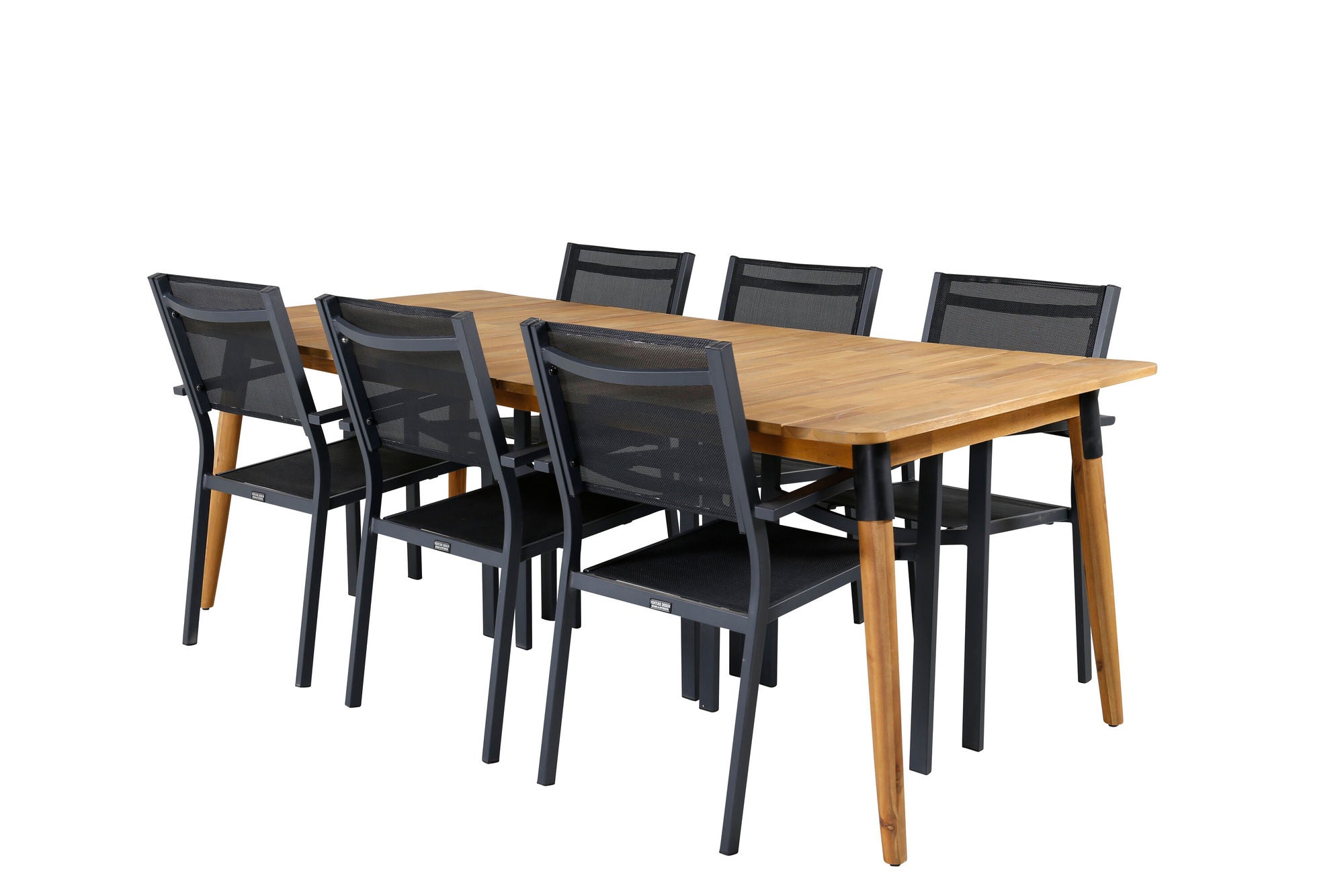 Venture Home Julian spisebord - Acasia - 210*100cm+Copacabana Stacking stol - Black/Black_6