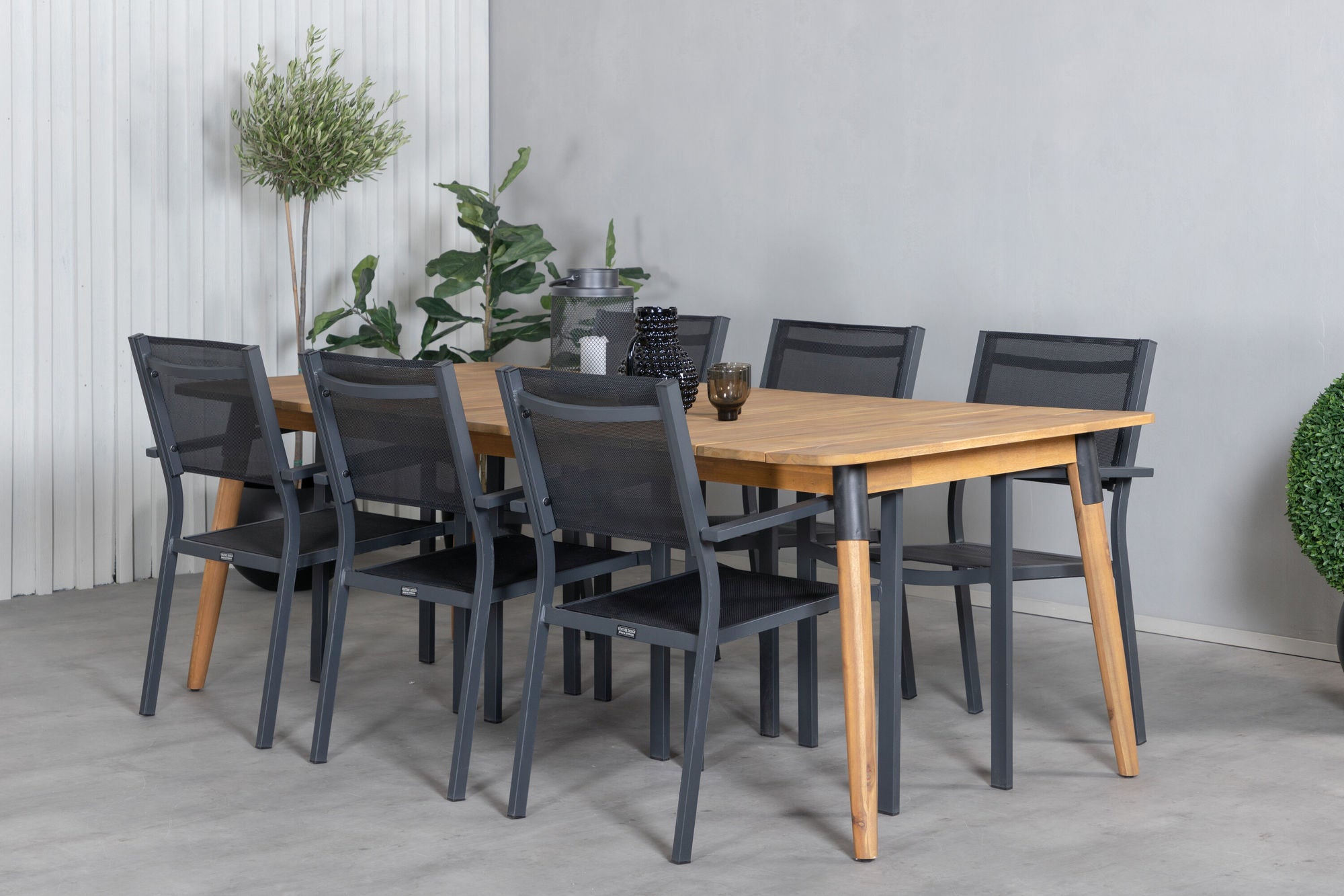 Venture Home Julian spisebord - Acasia - 210*100cm+Copacabana Stacking stol - Black/Black_6