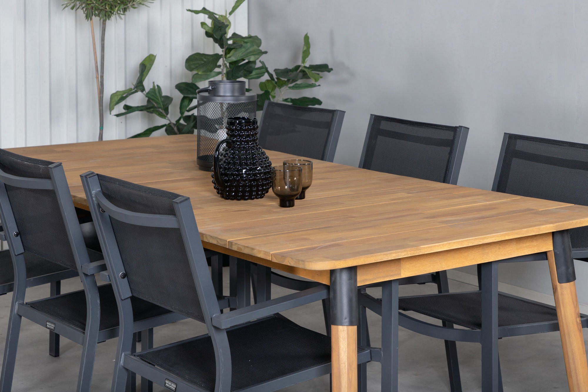 Venture Home Julian spisebord - Acasia - 210*100cm+Copacabana Stacking stol - Black/Black_6